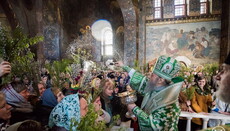 У Вербну Неділю Предстоятель УПЦ благословив віруючих у Київській Лаврі