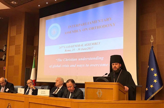 At the Interparliamentary Assembly of Orthodoxy, Bishop Victor reports on the discrimination against UOC