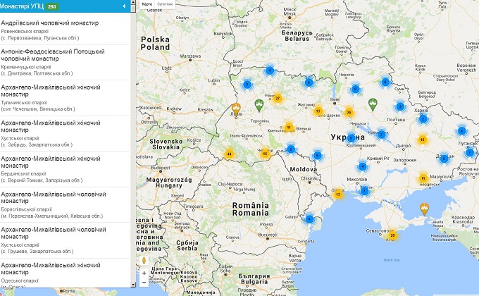 Interactive map of monasteries developed and published in the UOC