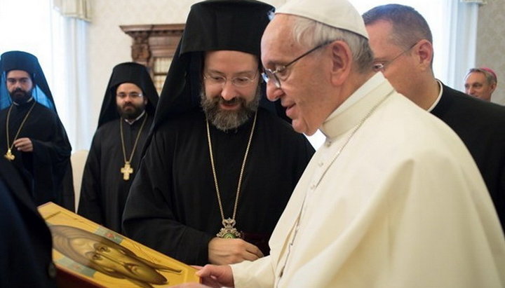 Archbishop Job (Getcha) of Telmessos at a private audience with the Pope