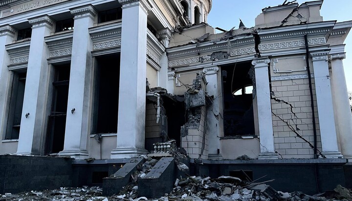 Разрушенный ракетой Преображенский собор в Одессе. Фото: Фесйбук Одесской епархии