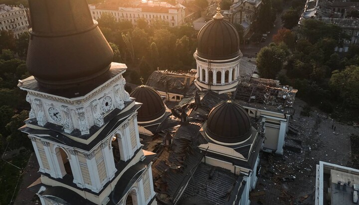 Ερειπωμένος Καθεδρικός Ναός Μεταμόρφωσης στην Οδησσό. Φωτογραφία: t.me/V_Zelenskiy_official