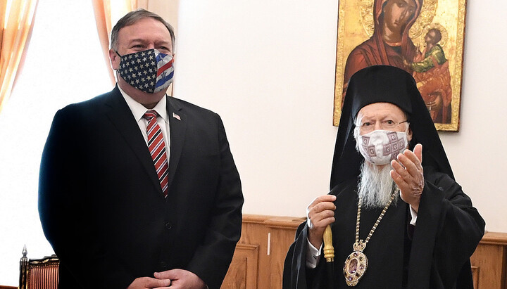 Pompeo și patriarhul Bartolomeu se întâlnesc la Fanar. Imagine: site-ul arhonților de la Fanar