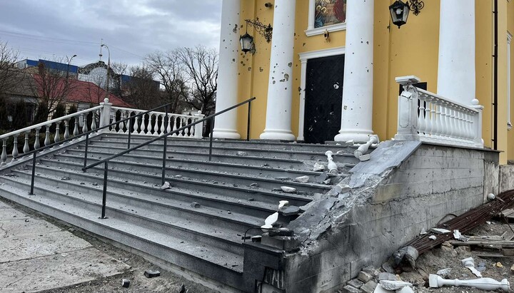 The Dormition Cathedral of Kherson damaged by shelling. Photo: The Kherson Eparchy’s website