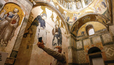 First Islamic prayer sounds in Orthodox Chora Monastery in Istanbul