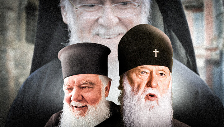 Patriarhul Bartolomeu, Macarie Maletici și Filaret Denisenko. Imagine: UJO