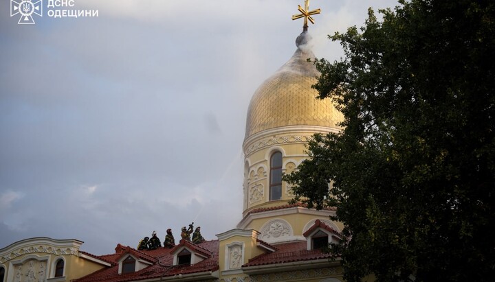 Fire at the Iveron Monastery. Photo: Odesa Media