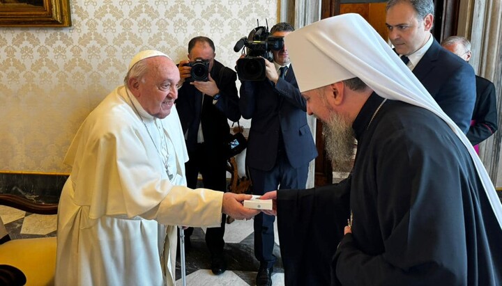 Pope Francis and Serhiy Dumenko at the Vatican. Photo: Andriy Yurash's Facebook