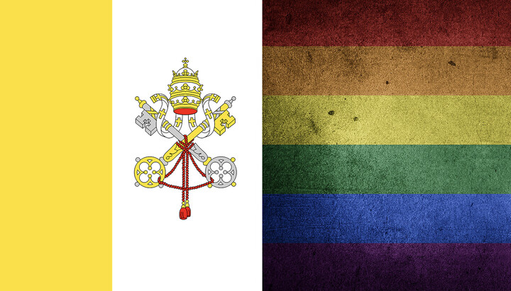 Vatican and LGBT flags. Photo: religionnews.com