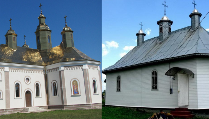 Вознесенский и Святодуховский храмы УПЦ в Банилов-Подгорном. Фото: Колаж СПЖ