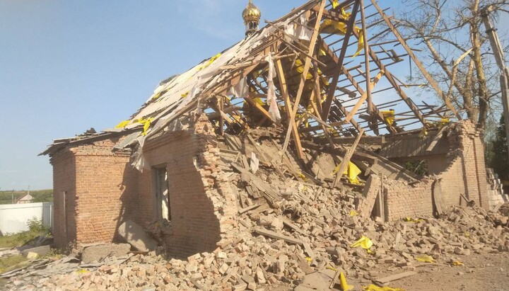 Destroyed by repeated shelling, the John the Theologian Church in the village of Shakhove, Donetsk region. Photo: Pokrovsk Vicariate