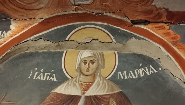 Фреска, що постраждала від землетрусу 7 червня 2025 року. Фото: orthodoxianewsagency