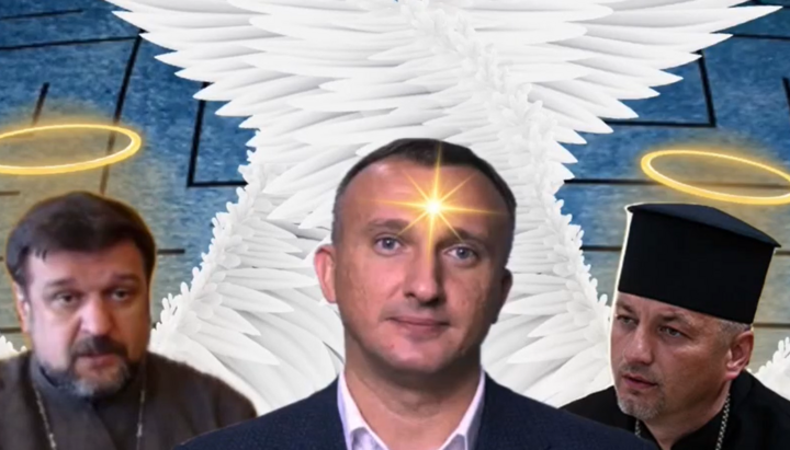 Κληρικοί της ΠЦУ Νικολάι Κρίγκιν, Ντμίτρι Κόσκα, πρώην δήμαρχος του Ιρπίνια Βλαντίμιρ Καρπλιούκ. Φωτογραφία: Κολάζ στους κληρικούς της ΠЦУ της κοινότητας Μποροντιάνσκι.