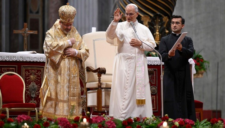 Papa Leon și Sveatoslav Șevciuk. Fotografie: serviciul de presă al Vaticanului