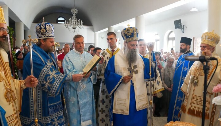 Патриарх Порфирий в монастыре Раковица на Успение Богородицы. Фото: Orthodox Times.