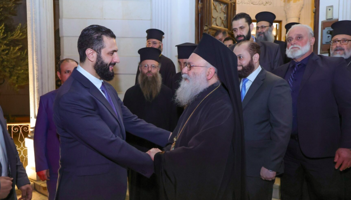 Întâlnire între Patriarhul Ioan al Antiohiei și președintele sirian Ahmed al-Sharaa. Fotografie: orthodoxia.info