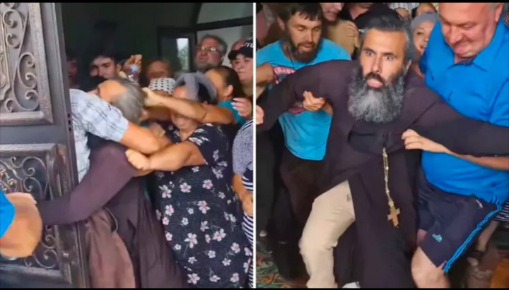 Кадры конфликта в храме Рождества Пресвятой Богородицы в селе Гринауцы, июль 2025 года. Фото: TV8.md