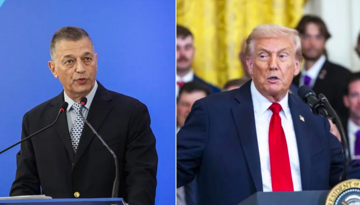 Гражданский администратор Святой Горы Афон Алкивиадис Стефанис/Президент США Дональд Трамп. Фото: Parapolitika