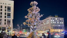 Στην πλατεία Μαϊντάν εγκατέστησαν έναν 7-μετρο διδούχ ως αντικατάσταση του Χριστουγεννιάτικου δέντρου