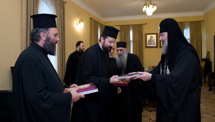 Ο Προκαθήμενος της Γεωργιανής Εκκλησίας και η αντιπροσωπεία από το Πατριαρχείο Κωνσταντινουπόλεως. Φωτογραφία: Πατριαρχείο Γεωργίας