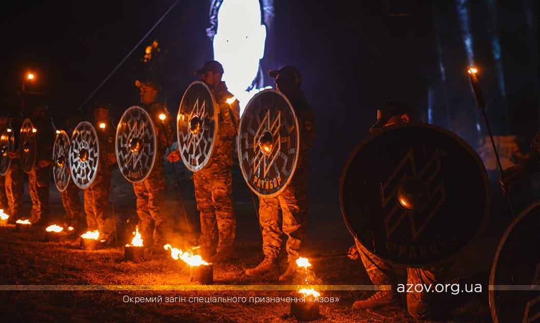 The mystery in memory of fallen Azov fighters near the burial mound with swords, September 2020.